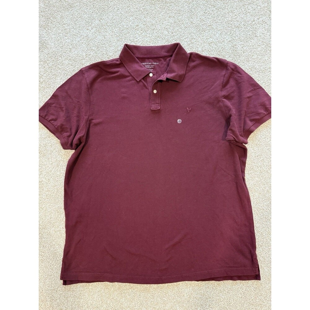 NWT American Eagle Super Polo Shirt Burgundy 100% Cotton Size XXL